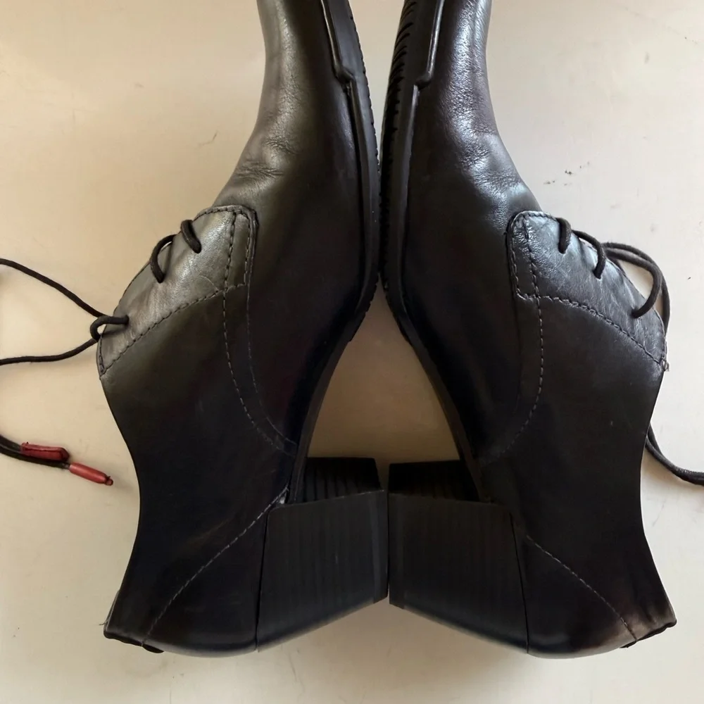 NEW Elegant Black Leather Tamaris Women's Oxford Shoes, Made in Germany, size 41 - Picture 6 of 10